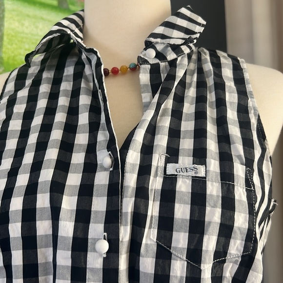 Guess Jeans checkered gingham tie front top - Picture 9 of 10